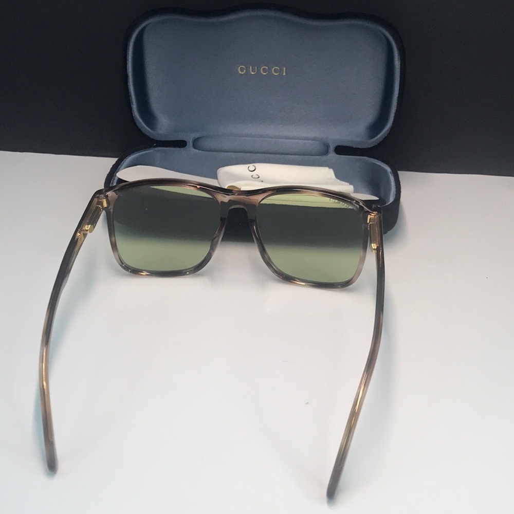 💯- Gucci New Authentic GG1041S 004 Brown Sunglasses with Green Lenses - Picture 10 of 15